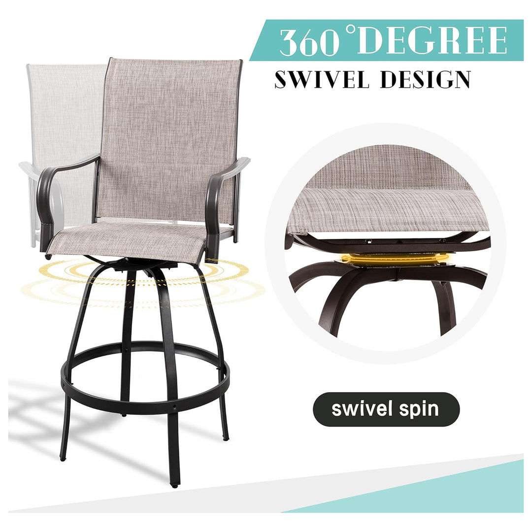 Vongrasig 2pc Patio Swivel Bar Chairs, Outdoor Furniture Stool Set, Taupe(Used) - VMInnovations