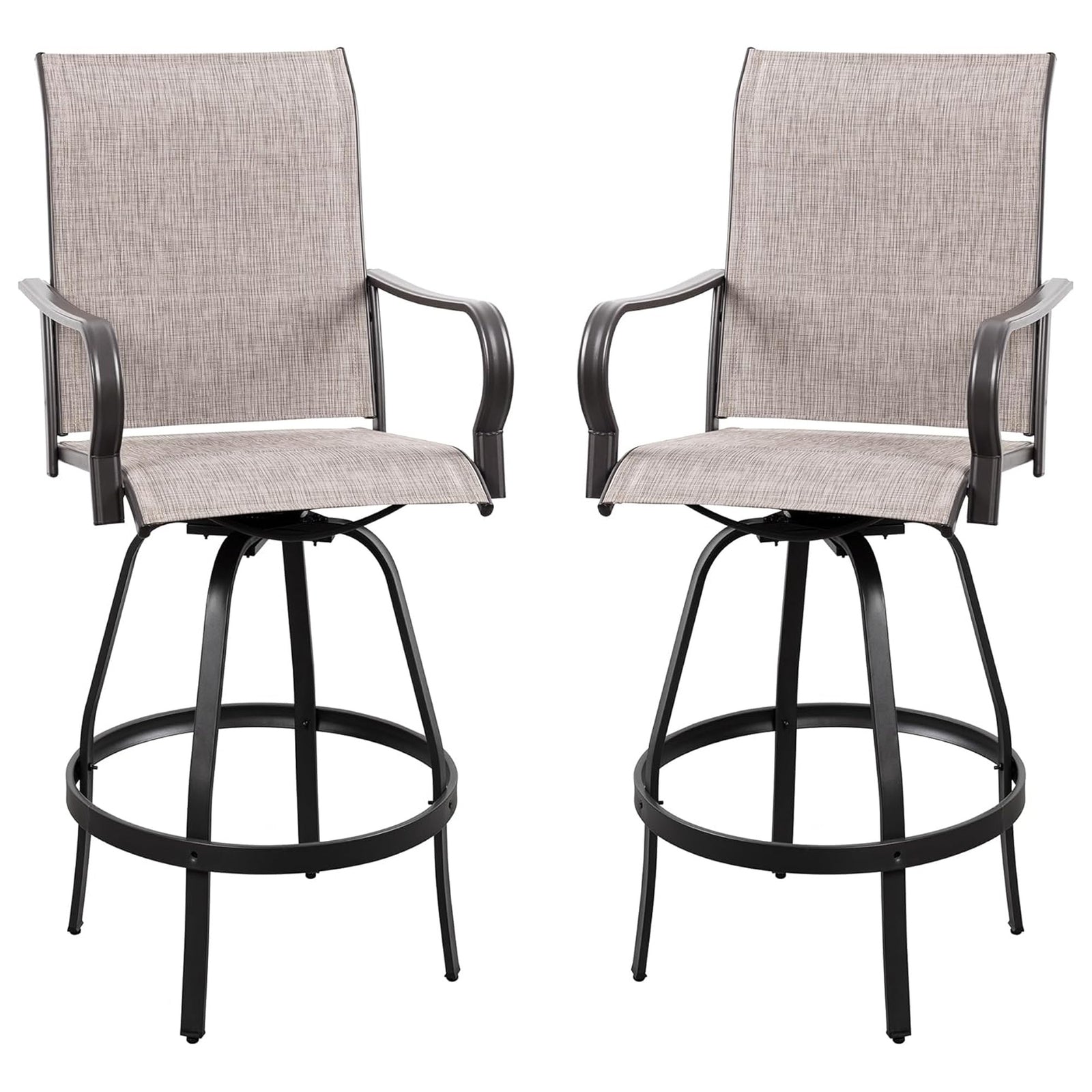 Vongrasig 2pc Patio Swivel Bar Chairs, Outdoor Furniture Stool Set, Taupe(Used) - VMInnovations