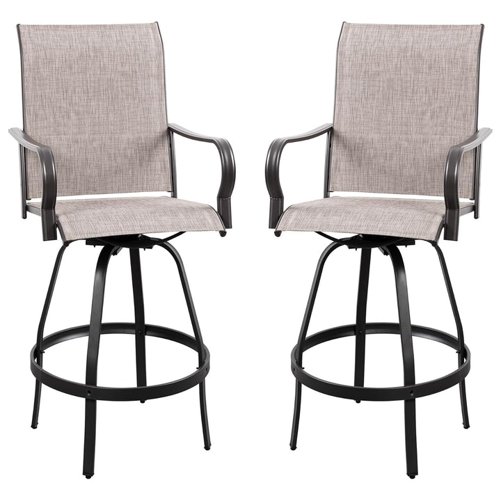 Vongrasig 2pc Patio Swivel Bar Chairs, Outdoor Furniture Stool Set, Taupe(Used) - VMInnovations
