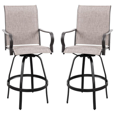 Vongrasig 2pc Patio Swivel Bar Chairs, Outdoor Furniture Stool Set, Taupe(Used) - VMInnovations