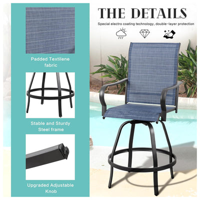 Vongrasig 2 Piece Patio Swivel Bar Chairs, Outdoor Stool Set, Gray(For Parts) - VMInnovations