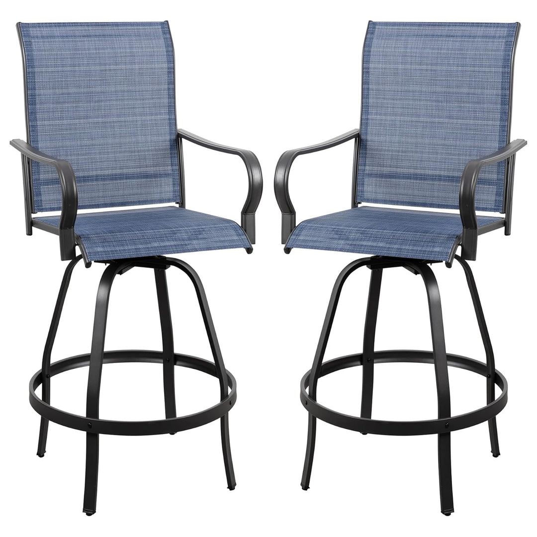 Vongrasig 2pc Patio Swivel Bar Chairs, Outdoor Stool Set, Gray(Open Box) - VMInnovations