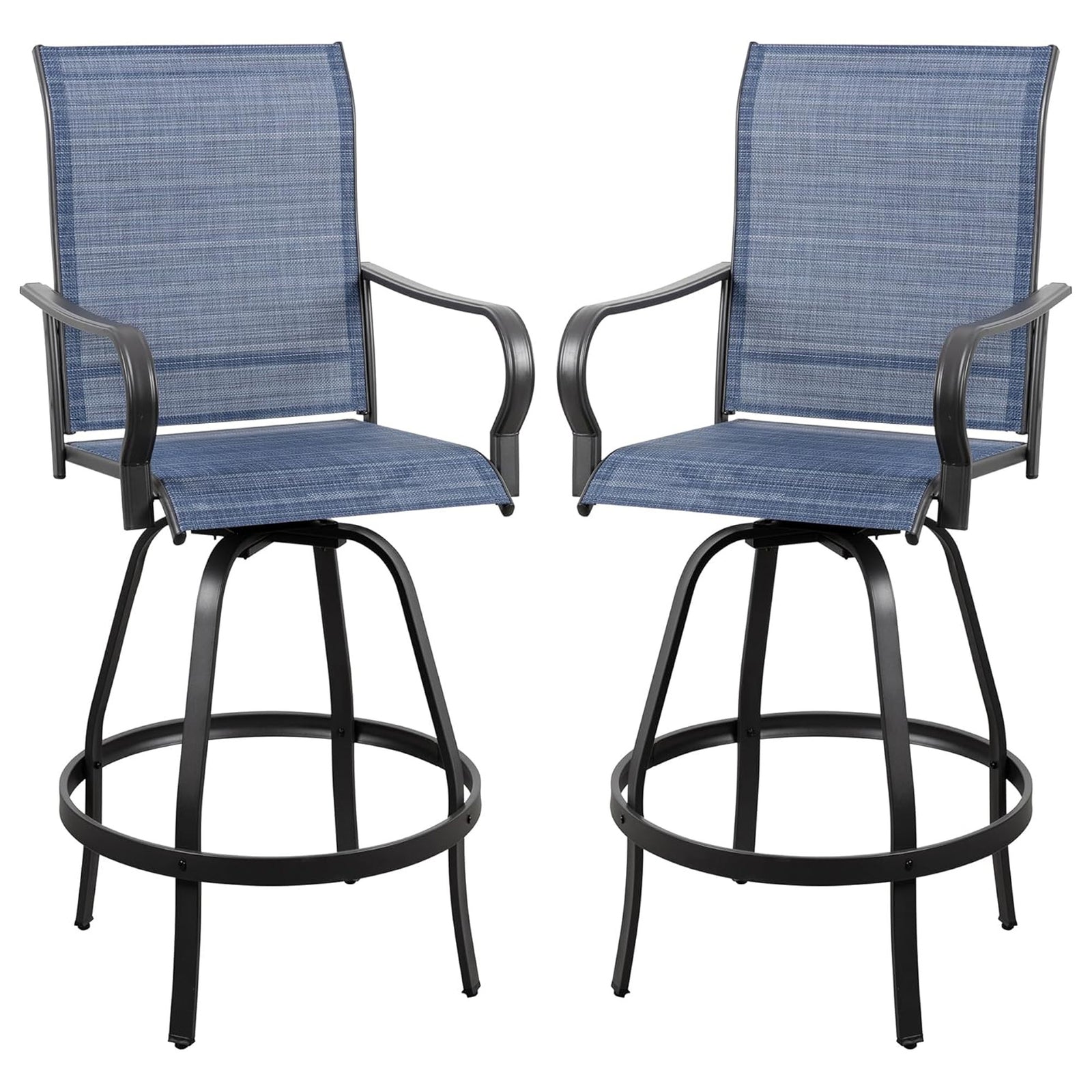 Vongrasig 2pc Patio Swivel Bar Chairs, Outdoor Stool Set, Gray(Open Box) - VMInnovations