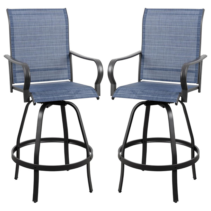 Vongrasig 2pc Patio Swivel Bar Chairs, Outdoor Stool Set, Gray(Open Box) - VMInnovations