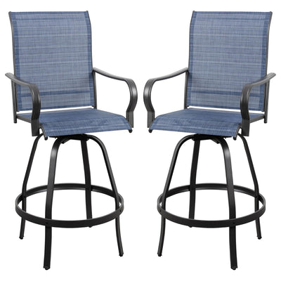 Vongrasig 2 Piece Patio Swivel Bar Chairs, Outdoor Stool Set, Gray(For Parts) - VMInnovations