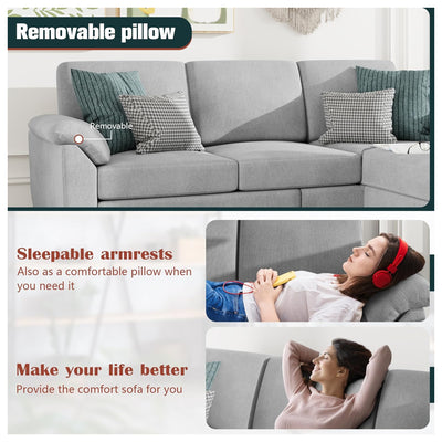 Vongrasig 79" Convertible Sectional Sofa Couch, L Shaped, Light Gray(Open Box) - VMInnovations