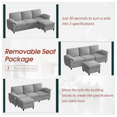 Vongrasig 79" Convertible Sectional Sofa Couch, L Shaped, Light Gray(Open Box) - VMInnovations