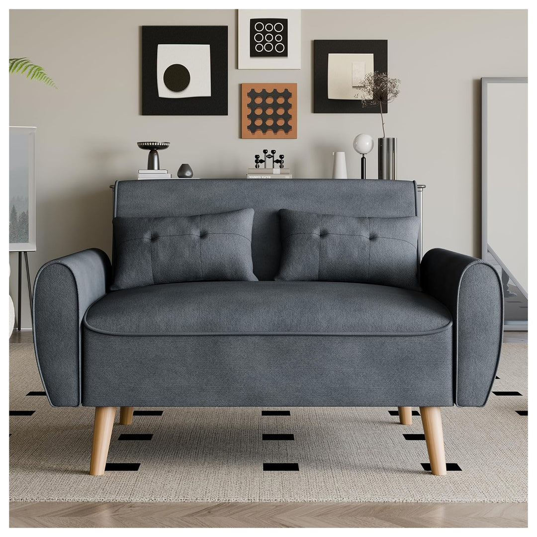 Vongrasig 47" Loveseat Sofa Couch w/Back Cushions for Home, Dark Gray(Used) - VMInnovations