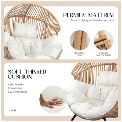JAMFLY Rocking Egg Chair w/Cushion for Indoor and Outdoor Spaces, Beige (Used) - VMInnovations