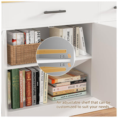 Vongrasig 53” Buffet Cabinet w/Drawers, Farmhouse Sideboard, White (Open Box) - VMInnovations