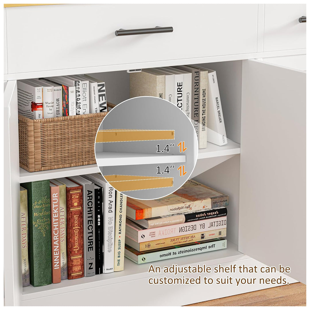 Vongrasig 53” Buffet Cabinet w/Drawers, Modern Farmhouse Sideboard (For Parts) - VMInnovations