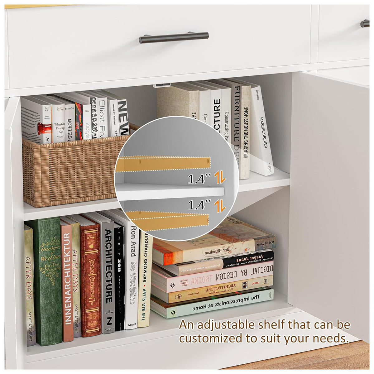 Vongrasig 53” Buffet Cabinet w/Drawers, Modern Farmhouse Sideboard (For Parts) - VMInnovations