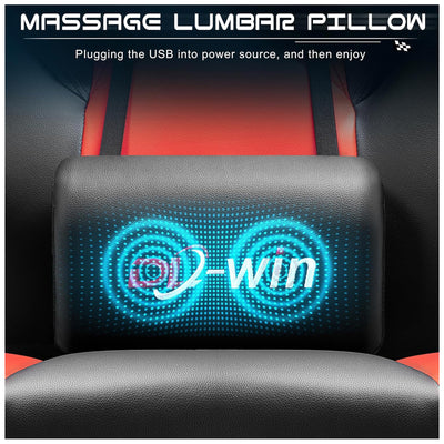 Meilocar Adjustable Gaming Chair w/Footrest, Massage Lumbar Support, Red (Used) - VMInnovations