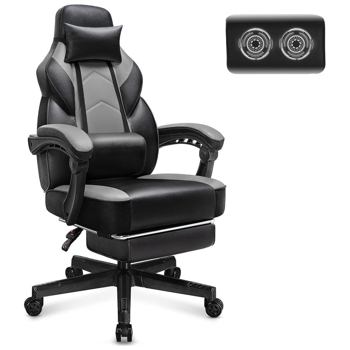 Meilocar Adjustable Gaming Chair with Footrest,Massage Lumbar Support(For Parts)