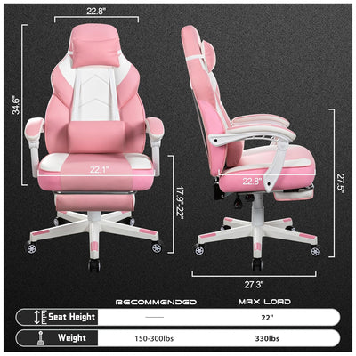Meilocar Adjustable Gaming Chair w/Footrest, Massage Lumbar Support (For Parts) - VMInnovations