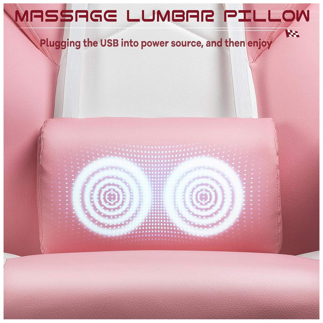 Meilocar Adjustable Gaming Chair w/Footrest, Massage Lumbar Support (For Parts)