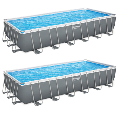 Bestway Power Steel 24' x 12' x 52" Rectangular Above Ground Pool Set, 2 Pack - VMInnovations