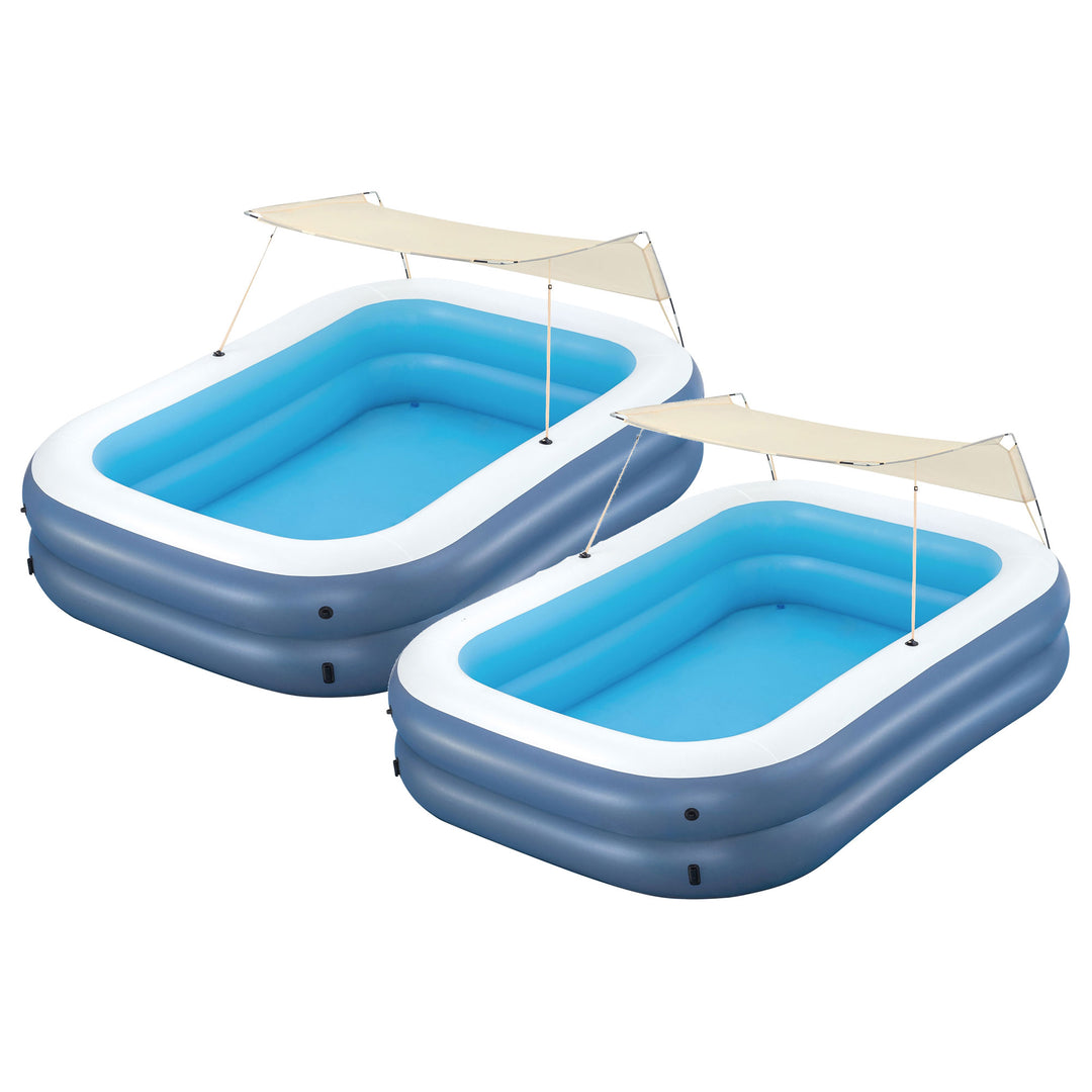 H2OGO! 8 Foot 4 Inch x 70 Inch Summer Bliss Shade Inflatable Family Pool, 2 Pack