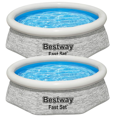 Bestway 8' x 24" Round Inflatable Outdoor Swimming Pool with Filter Pump, 2 Pack
