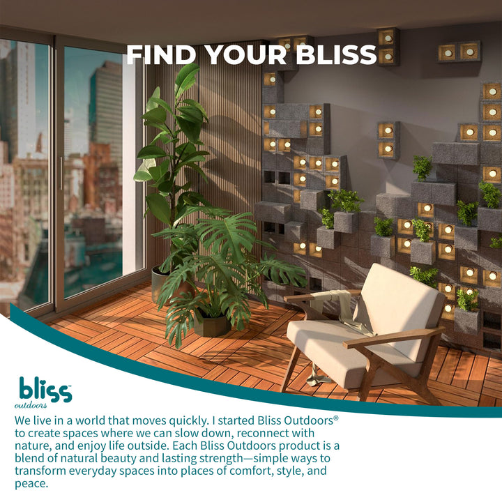 Bliss Outdoors Hardwood 6-Slat Interlocking Wood Deck Tiles, Natural, Set of 10