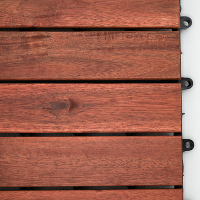 Bliss Outdoors Hardwood 6-Slat Interlocking Wood Deck Tiles,Set of 10 (Open Box)
