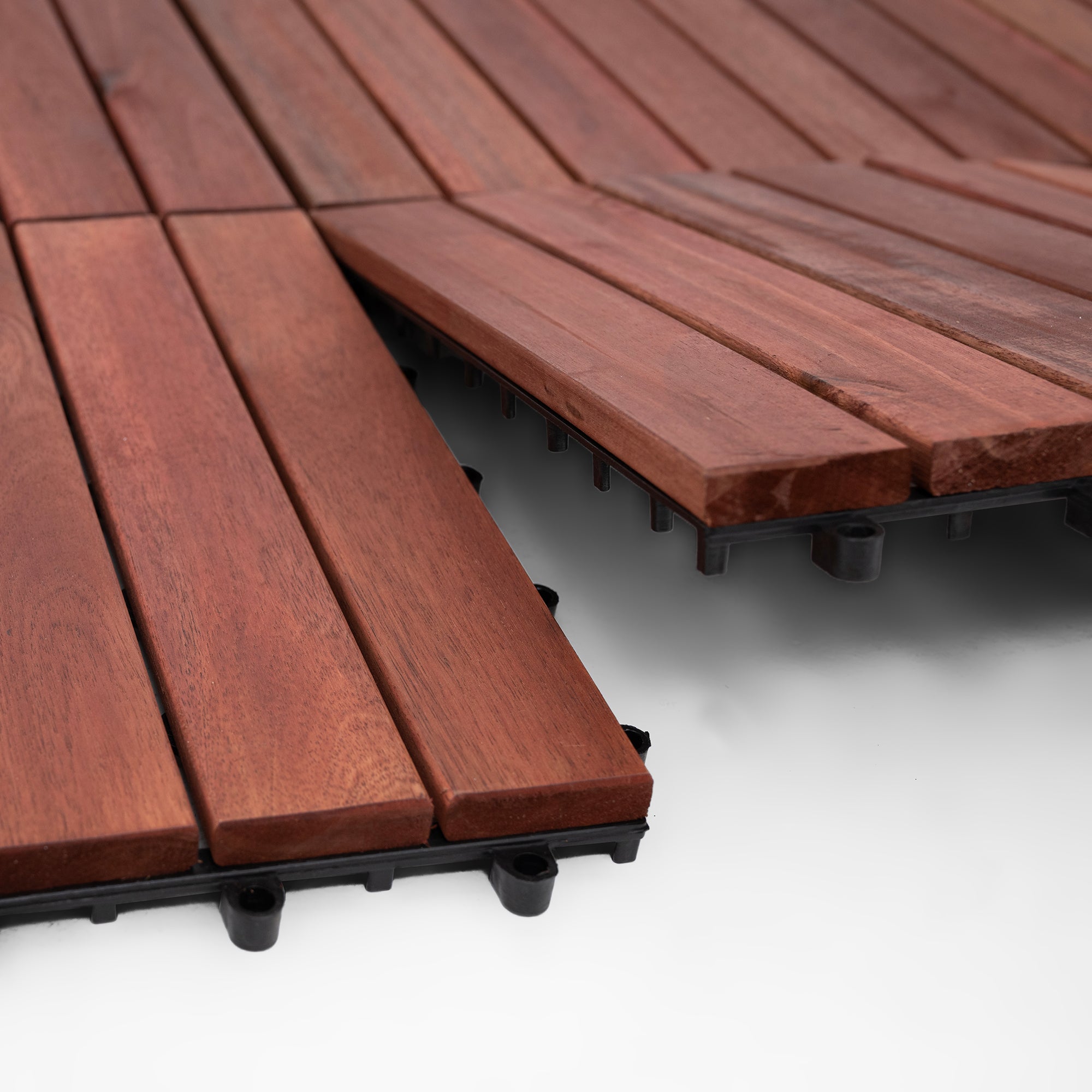 Bliss Outdoors Hardwood 6-Slat Interlocking Wood Deck Tiles,Set of 10 (Open Box)