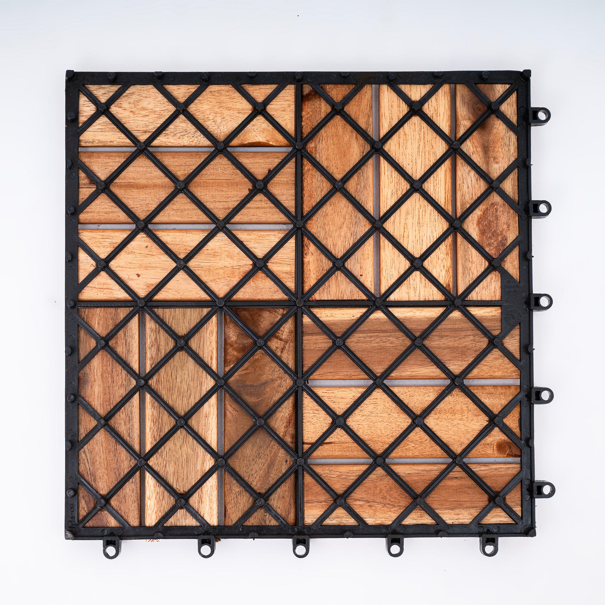 Bliss Outdoors Hardwood 12-Slat Interlocking Wood Deck Tiles, Natural, Set of 10 - VMInnovations