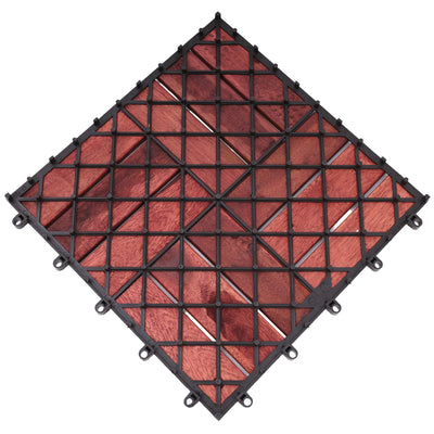 Bliss Outdoors Hardwood 12-Slat Interlocking Wood Deck Tiles, Red, Set of 10