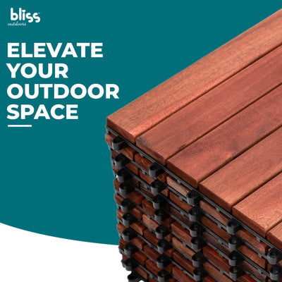 Bliss Outdoors Hardwood 6-Slat Interlocking Wood Deck Tiles, Red, (Open Box) - VMInnovations