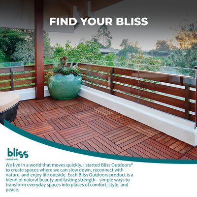 Bliss Outdoors Hardwood 6-Slat Interlocking Wood Deck Tiles, Red, (Open Box) - VMInnovations