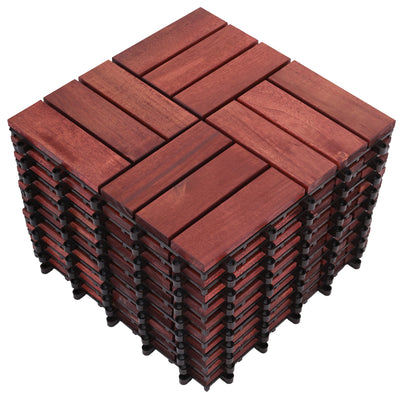 Bliss Outdoors Hardwood 12-Slat Interlocking Wood Deck Tiles Set of 30(Open Box) - VMInnovations