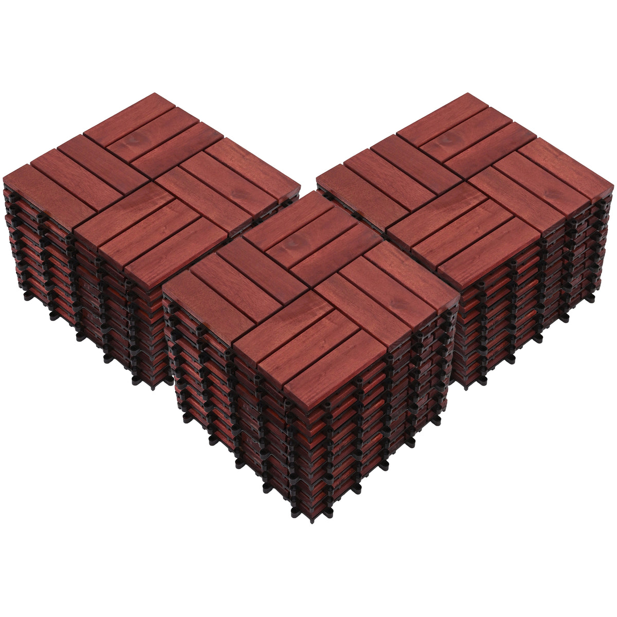 Bliss Outdoors Hardwood 12-Slat Interlocking Wood Deck Tiles Set of 30(Open Box) - VMInnovations