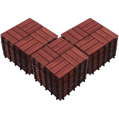 Bliss Outdoors Hardwood 12-Slat Interlocking Wood Deck Tiles Set of 30(Open Box) - VMInnovations
