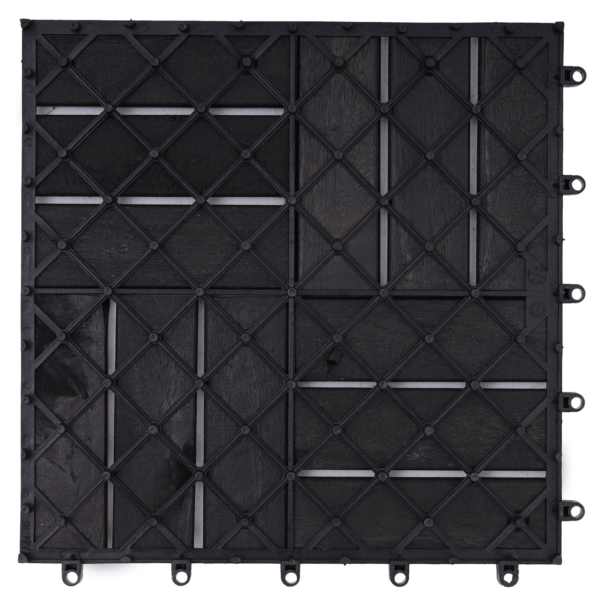 Bliss Outdoors Hardwood 12-Slat Interlock Wood Deck Tiles, Aged Black (Open Box) - VMInnovations