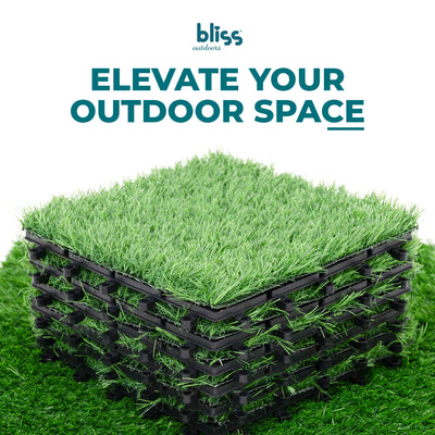 Bliss Outdoors 12"x12" Artificial PP Grass Interlocking Tiles, 10pc (Open Box) - VMInnovations