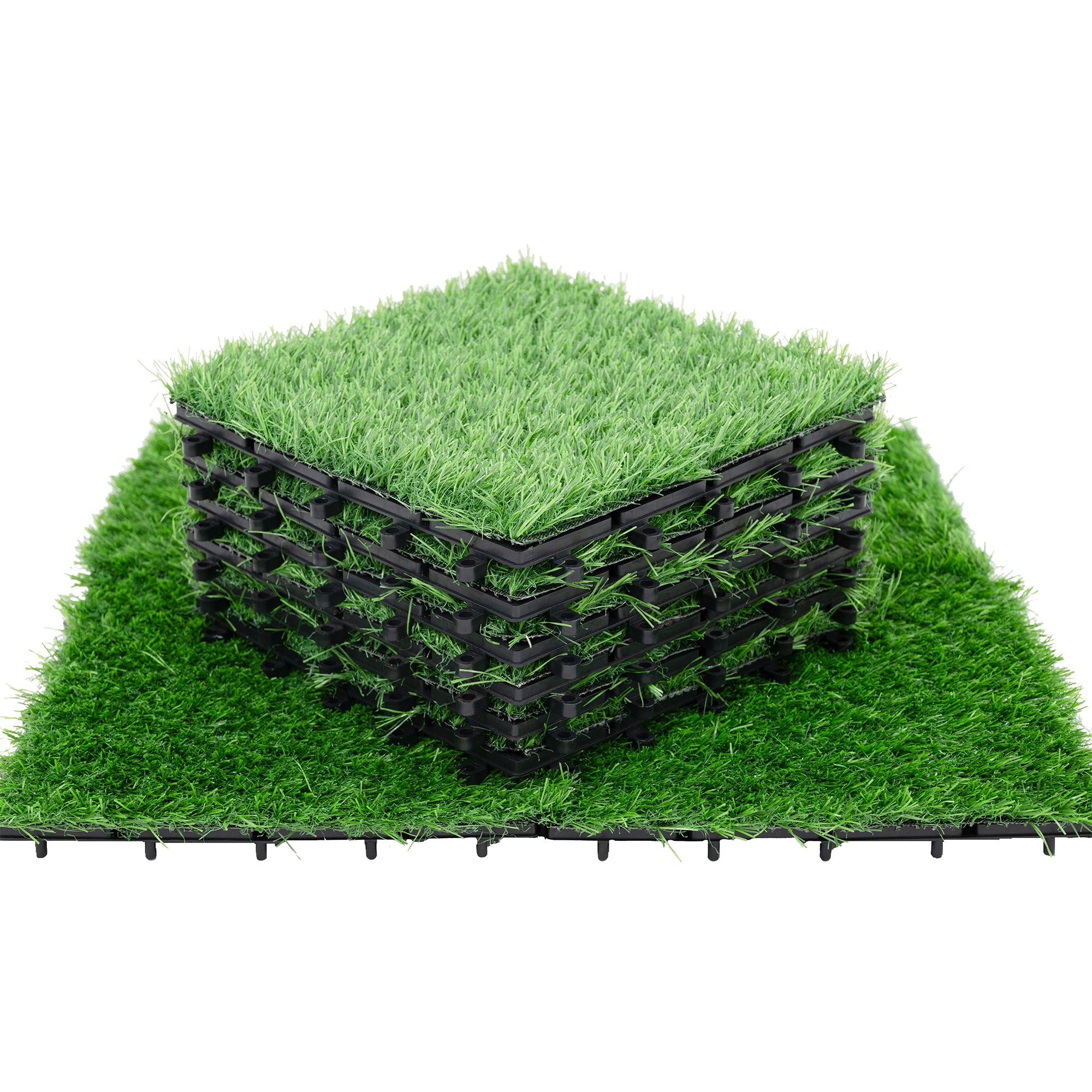 Bliss Outdoors 12"x12" Artificial PP Grass Interlocking Tiles, 10pc (Open Box)