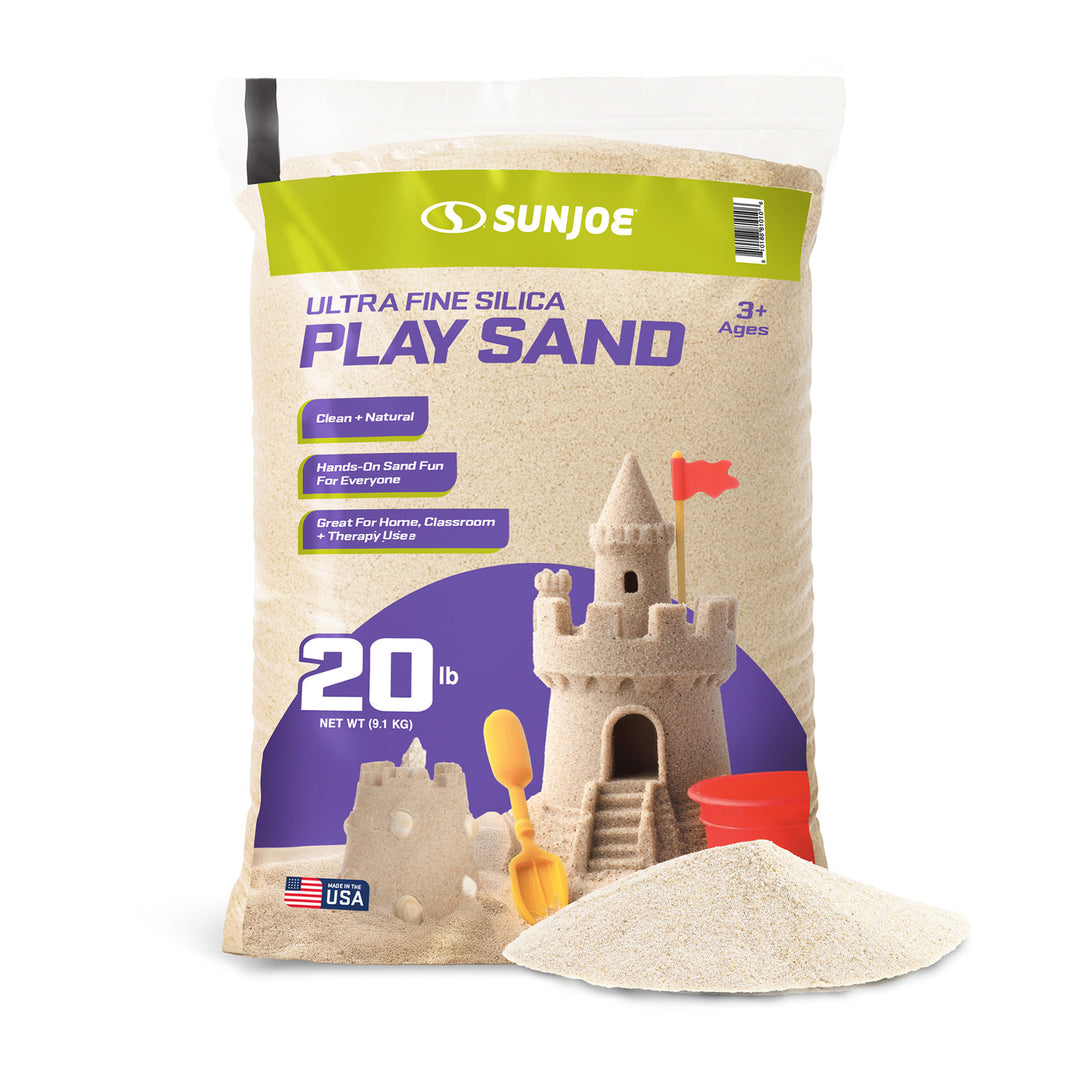 Sun Joe Ultra Fine Silica Play Sand for Sandboxes and Sensory Tables, 20lb, PLYSAND20