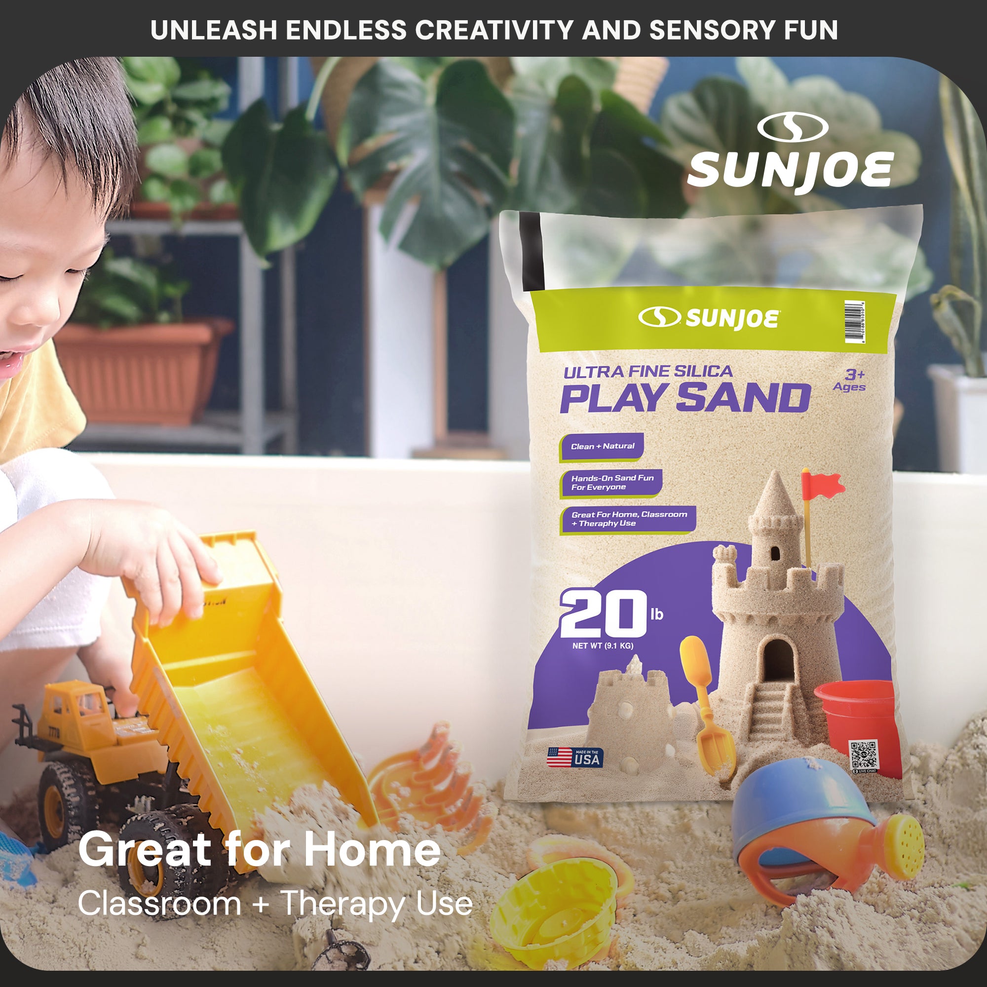 Sun Joe Ultra Fine Silica Play Sand, Sandboxes & Sensory Tables, 20 lbs, 3 Pack