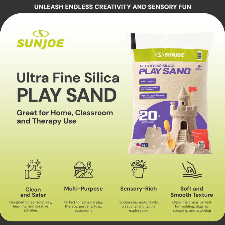 Sun Joe Ultra Fine Silica Play Sand, Sandboxes & Sensory Tables, 20 lbs, 5 Pack