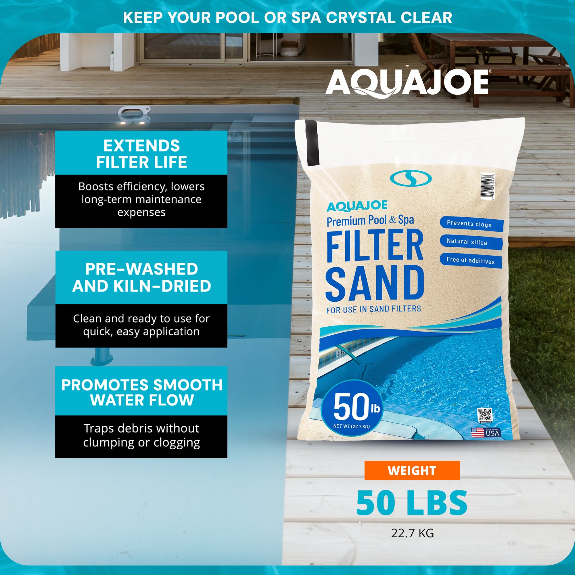 Aqua Joe Premium Pool & Spa Filter Sand for Swimming Pools, 50 lb,  (Open Box)