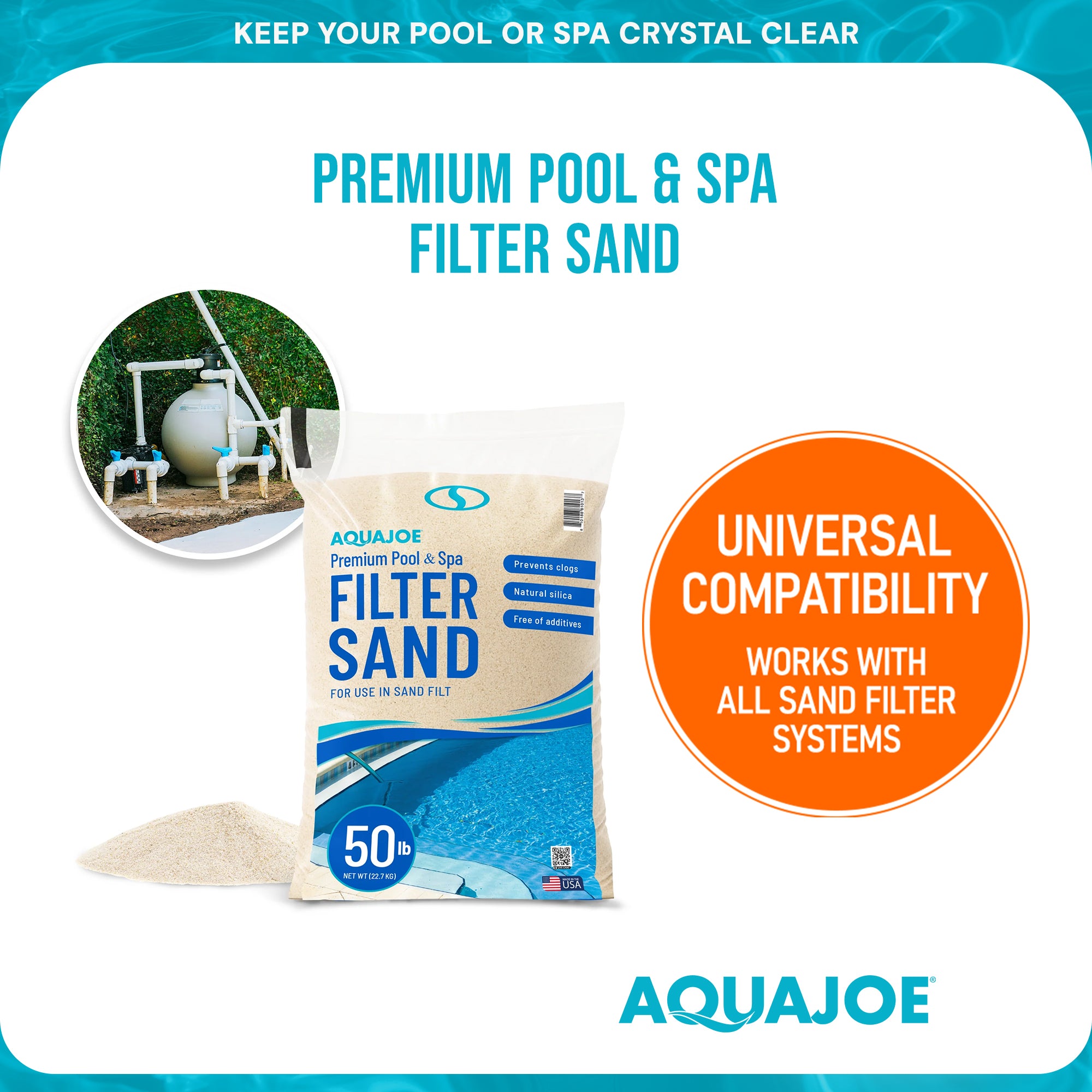 Aqua Joe Premium Pool & Spa Filter Sand for Swimming Pools, 50 lb,  (Open Box)