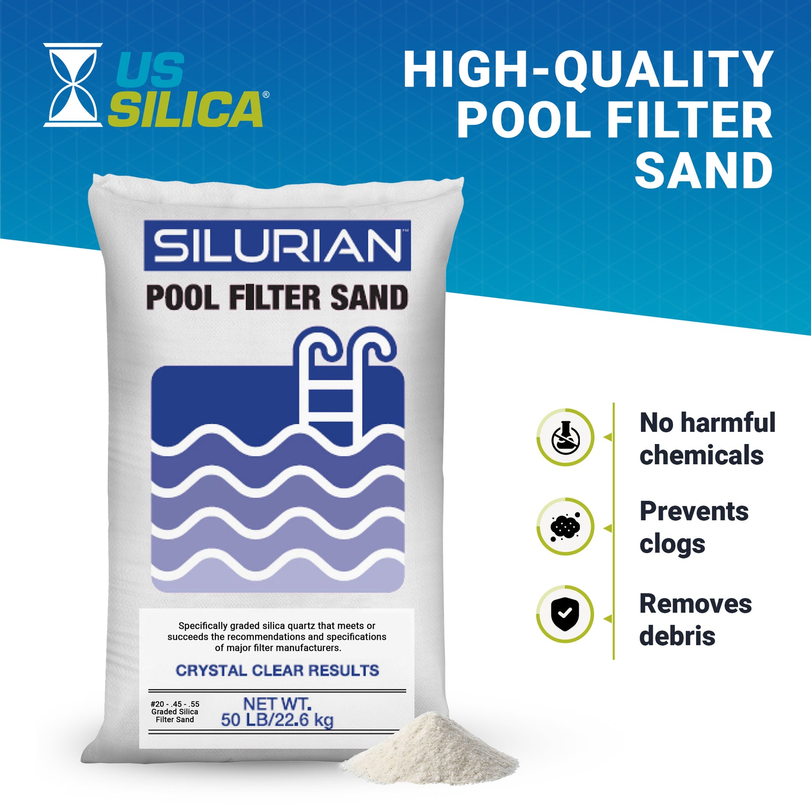 U.S. Silica 3 Pack SILURIAN 20 Grade Pool Filter Sand for Optimal Filtration - VMInnovations