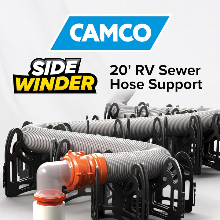 Camco RhinoFLEX 20' Sewer Hose with Sidewinder Support RV Trailer Accessory Set