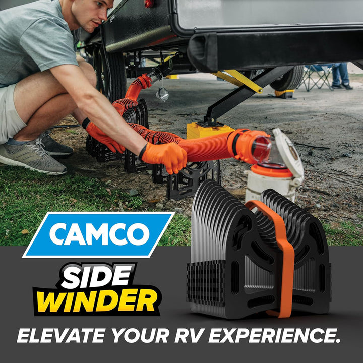Camco RhinoFLEX 20' Sewer Hose with Sidewinder Support RV Trailer Accessory Set