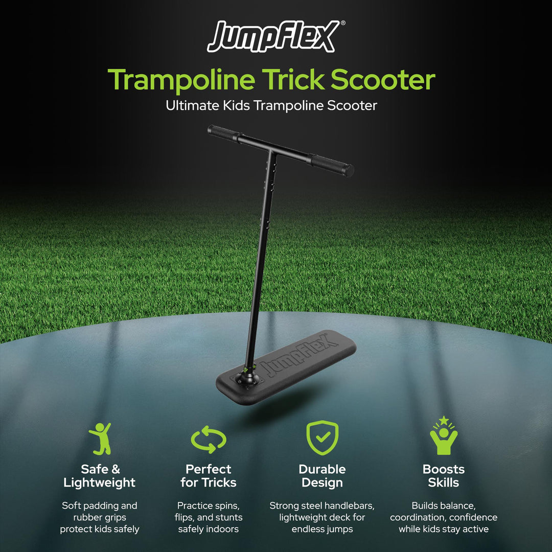 JumpFlex Trampoline Trick Scooter with Non-Slip HandleBar and Foam Base, Black - VMInnovations