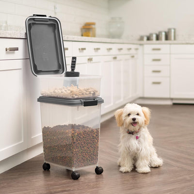 IRIS USA Pet Food Storage Container, Stackable 30 and 11 Pound Bins, Dark Gray