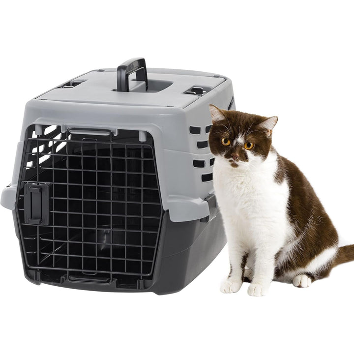 IRIS USA Small Pet Carrier, Dual Opening Cat and Dog 23" Crate, Black/Gray(Used)