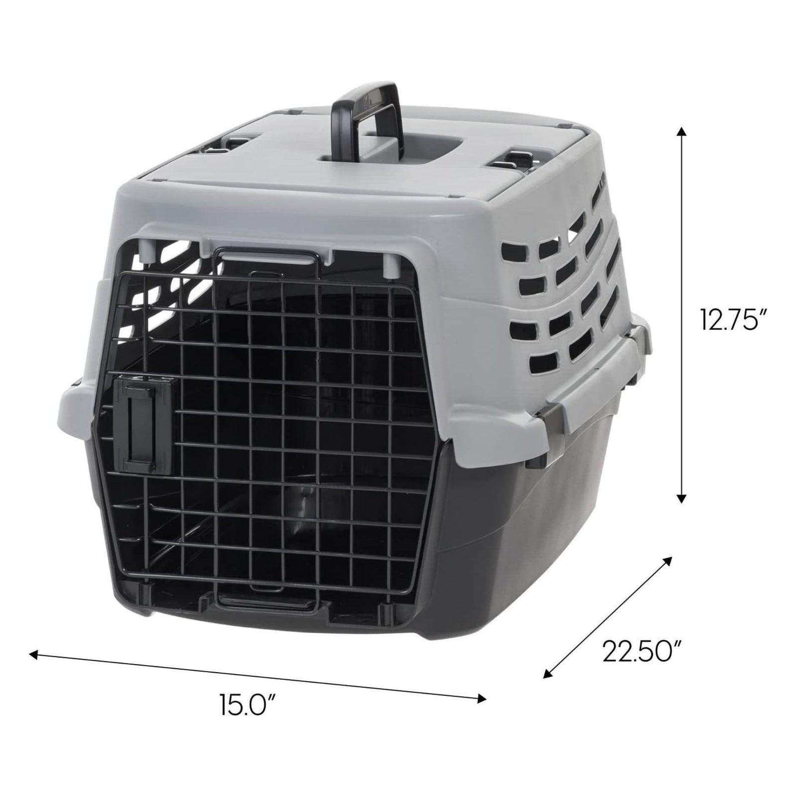 IRIS USA Small Pet Carrier, Dual Opening Cat and Dog 23" Crate, Black/Gray(Used) - VMInnovations