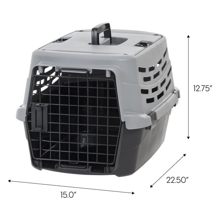 IRIS USA Small Pet Carrier, Dual Opening Cat and Dog 23 Inch Crate, Black/Gray - VMInnovations
