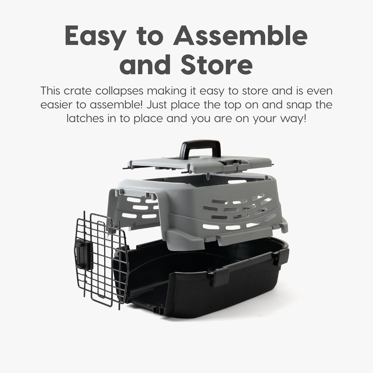 IRIS USA Small Pet Carrier, Dual Opening Cat and Dog 23" Crate, Black/Gray(Used) - VMInnovations